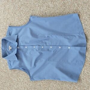 Talbots Classic Sleeveless Tailored Cotton Button Down size Large Petite